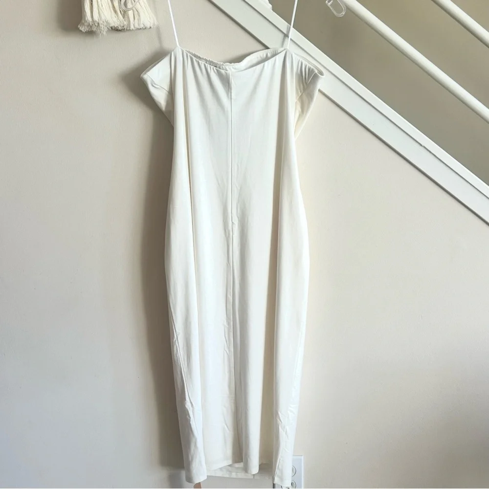 Reformation x Laura Harrier Etta Strapless Knit Bodycon Midi Dress Cream L NWT